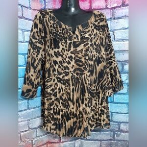 Just My Size Sheer Animal Print Blouse 1X(16W)